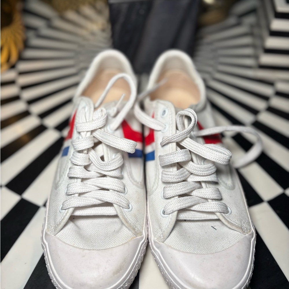 Celine White Sneakers with Red and Blue Accents women’s sz 38